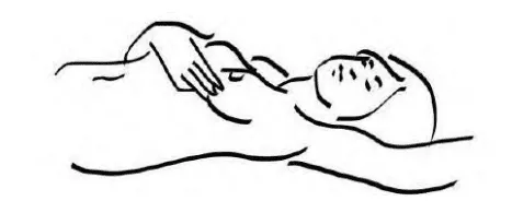 Khám vú bằng cách dùng 3 ngón giữa của 2 bàn tay